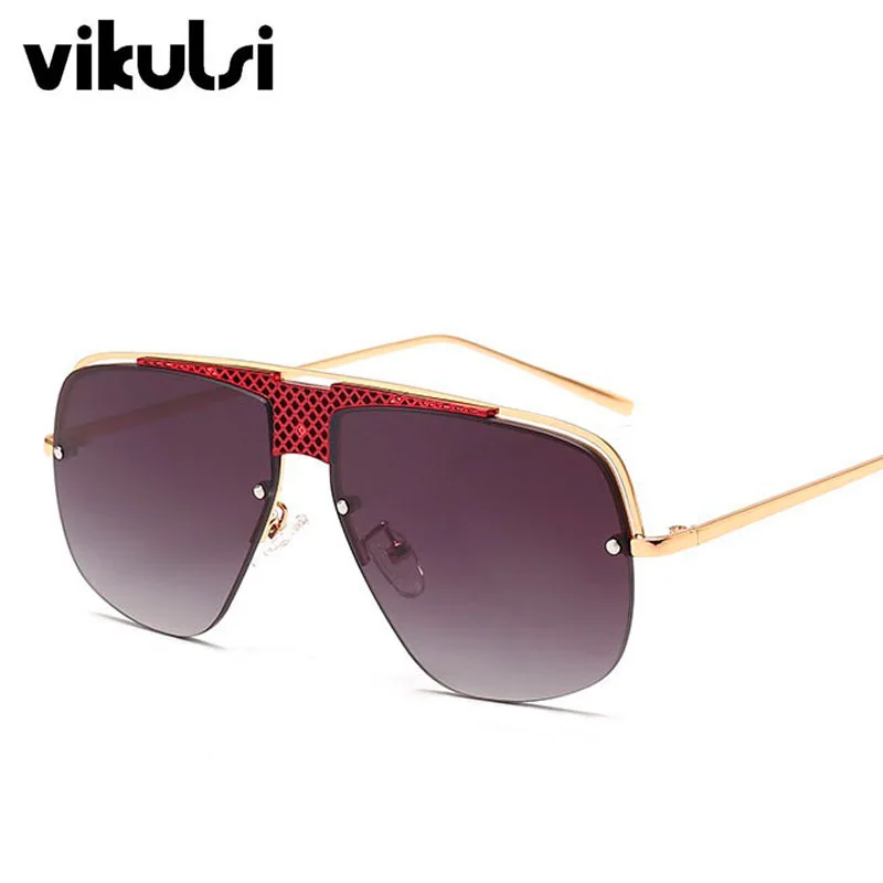 Мужские и женские квадратные солнцезащитные очки в полуоправе с градиентными