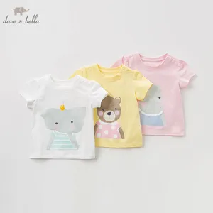 DBM10390, летняя футболка с изображением Дэйва Беллы для маленьких девочек, милые детские топы с изображением героев мультфильмов, высококачественный пуловер для девочек, модные детские футболки