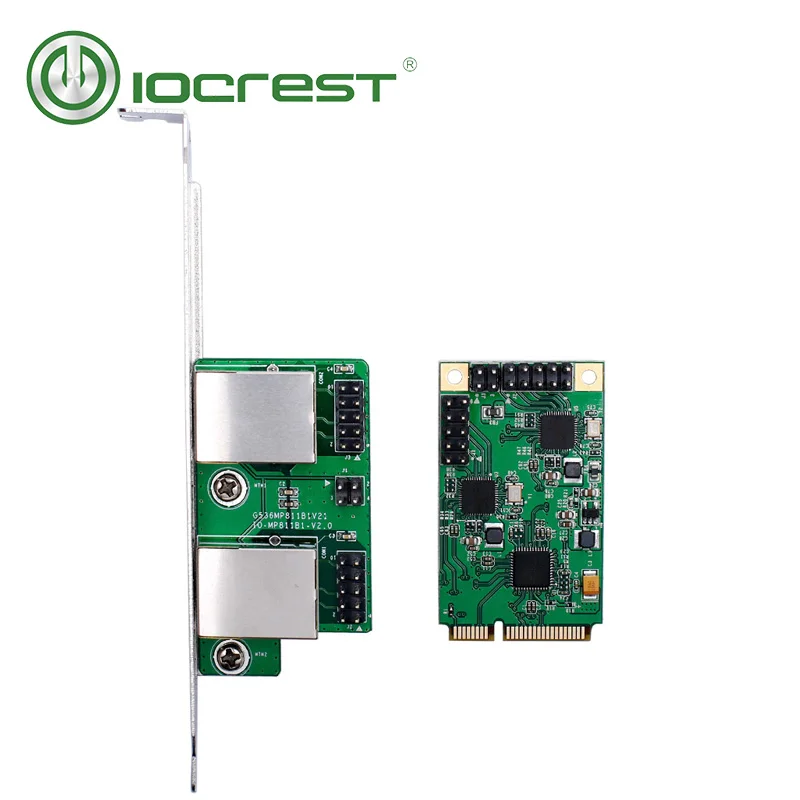 Двухгигабитная мини карта контроллера IOCREST PCI Express чипы RTL8111 2 порта сетевая rj45 Lan