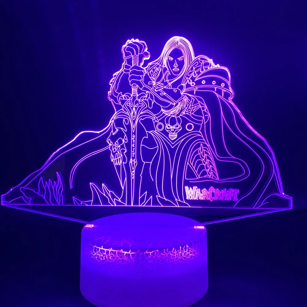 Светодиодный Ночной светильник, лампа Usb World of Warcraft, украшение детской комнаты, подарок на день рождения для детей, Wow Sylvanas Windrunner, 3d оптическая лампа