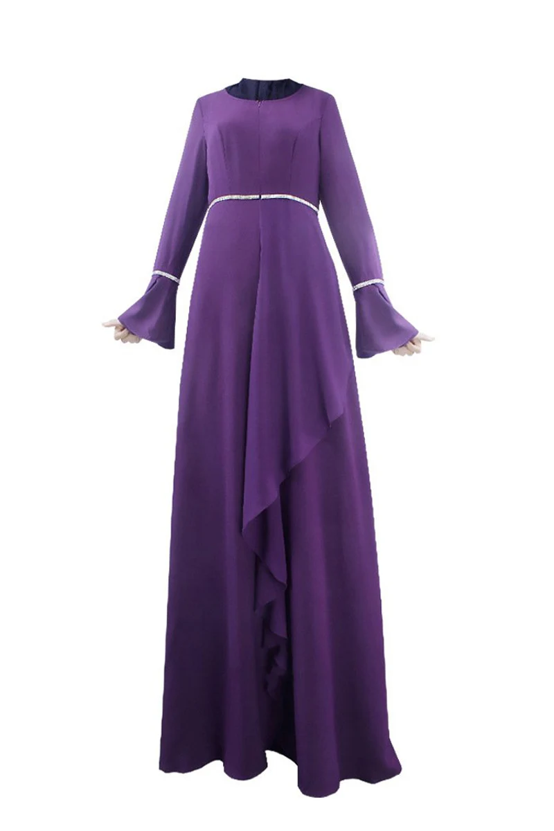 Purplr abaya Турецкая Мода мусульманское женское исламское платье Абая арабские женские абайя Musulmane Vestidos longos одежда Дубай Кафтан Longo Giyim - Цвет: Purplr abaya