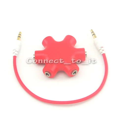 5pcsX COOL share 6-Way 3.5mm Stereo Audio Headphone Splitter Cable Headset Hub Adapter for iPod MP3 MP4 Mobile Phone DVD Player |