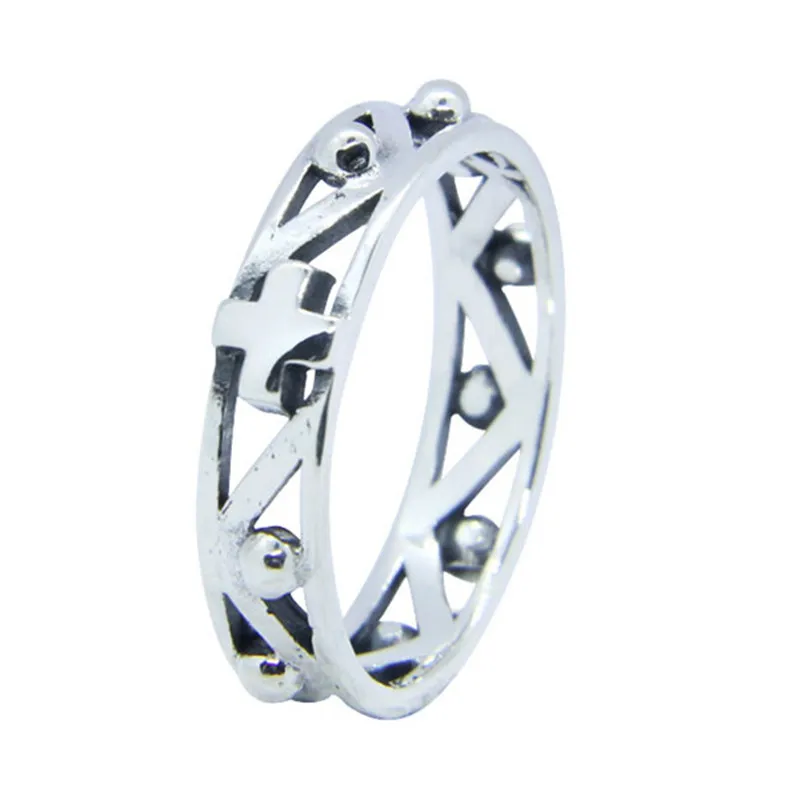 

Size 6-10 Dropship Hollow Out Cross 925 Sterling Silver Ring Newest Lady Girls S925 Fashion Jewelry Cross Ring