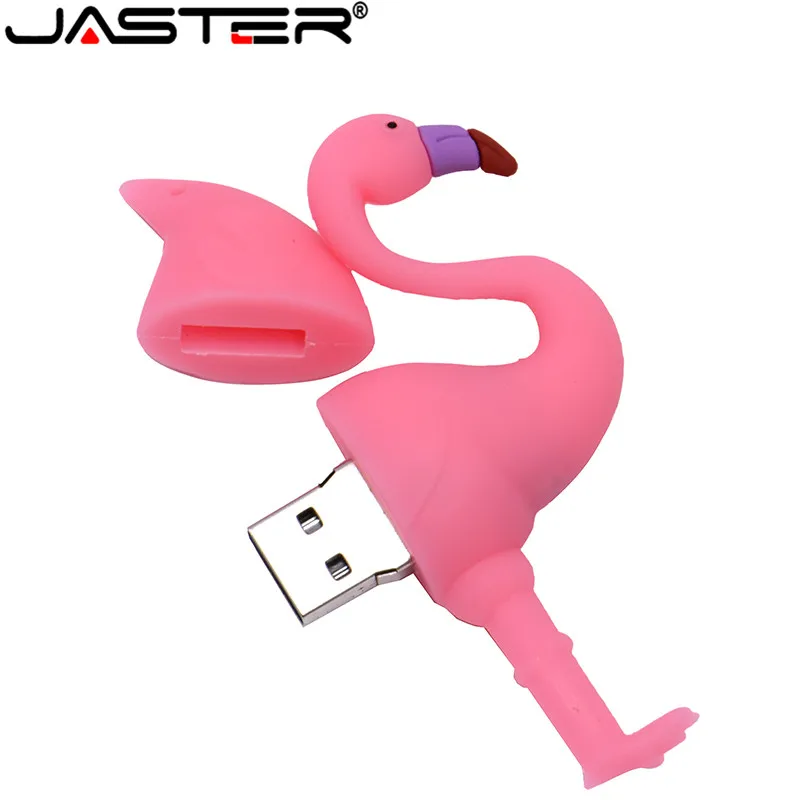 JASTER мультфильм животных фламинго USB флэш-накопитель силикагель USB 2,0 4 ГБ/8 ГБ/16 ГБ/32 ГБ/64 Гб Флешка в подарок реальная емкость USB Стик