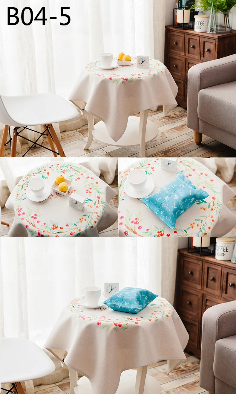 Flower garland tablecloth hand-painted pastoral cloth art for home round square tea table Cover for Wedding Table Decoration