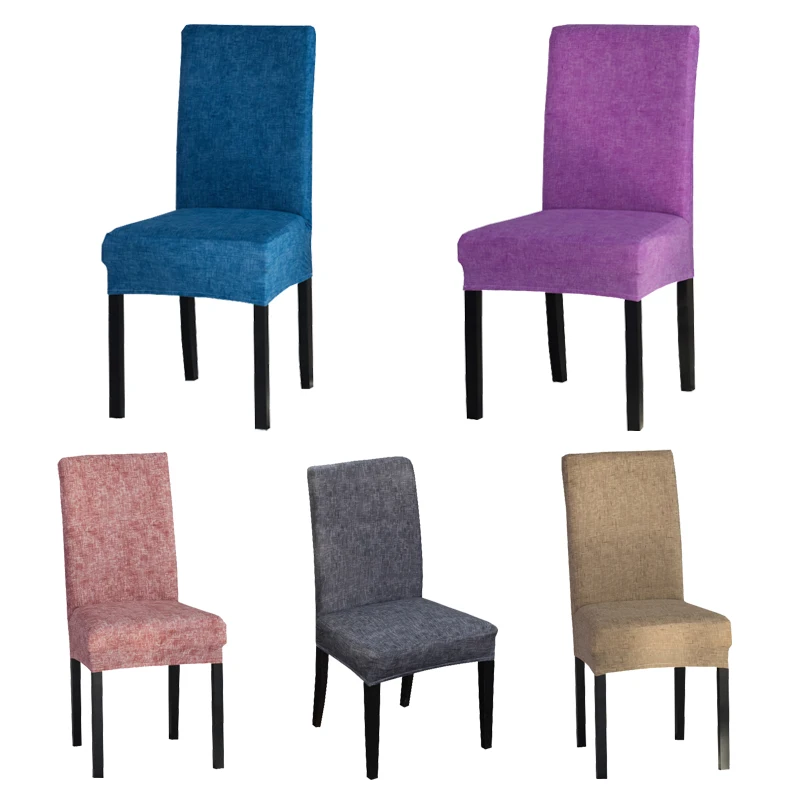 

Винтажные эластичные чехлы из спандекса для защиты обеденных стульев, минималистичный домашний кухонный льняной Чехол для стула, эластичн...