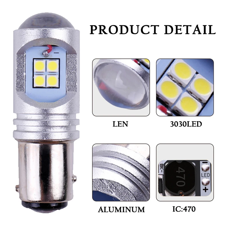 2 шт. P21W светодиодный P21/5 Вт BAY15D T20 7443 W21/5 BA15S 1156 1157 3030 чипы 12SMD автомобильный