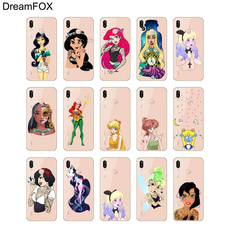 DREAMFOX L095 принцесса девушки панк Мягкий ТПУ силиконовый чехол для huawei Honor 6A 6C 7X9 10 P20