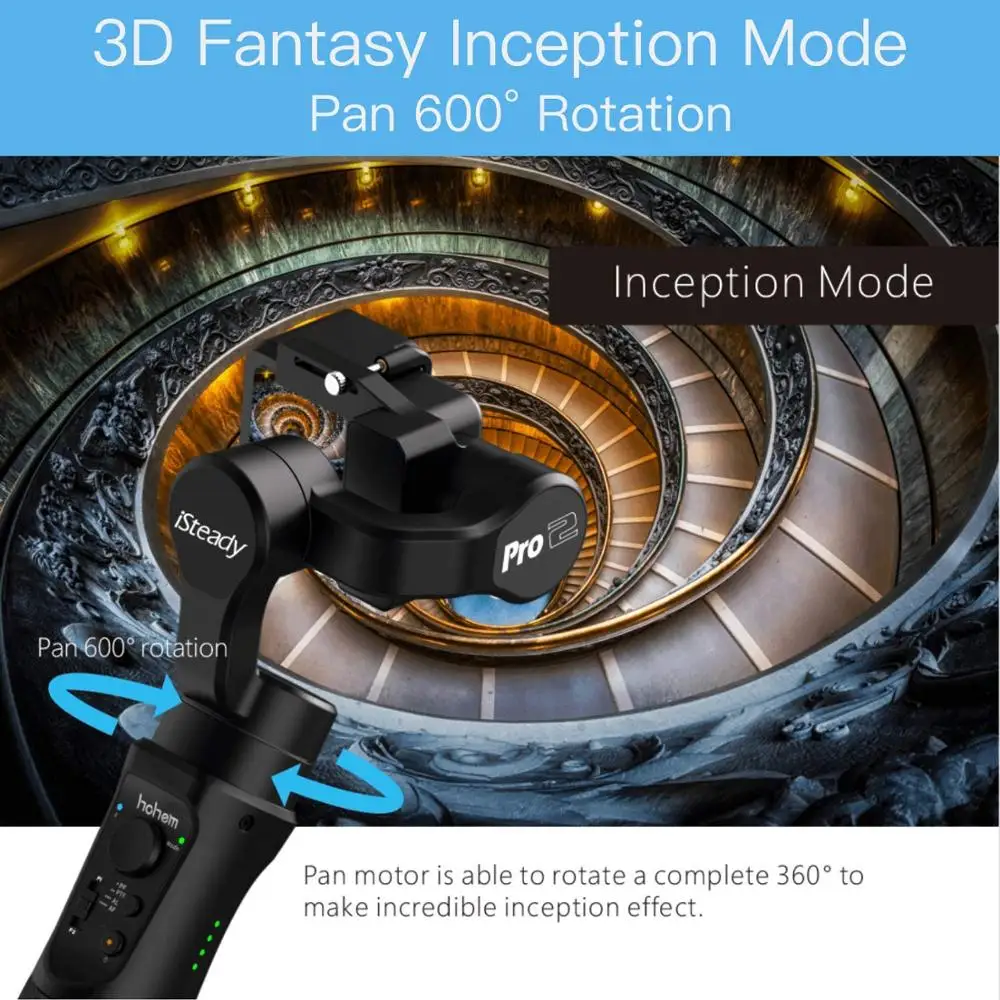HOHEM iSteady Pro 2/Pro 3-осевая карманная брызгозащищенное с шарнирным замком для DJI Osmo Экшн камера Gopro Hero 7/6/5/4/3 SJCAM YI Action Камера