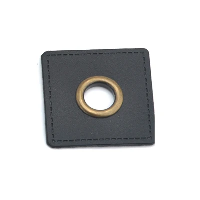 Black bronze eyelets 30 шт./партия, 37 мм квадратные черные/коричневые накладные этикетки из искусственной кожи+ внутренние металлические медные кольца 10 мм втулки - Цвет: Black bronze eyelets