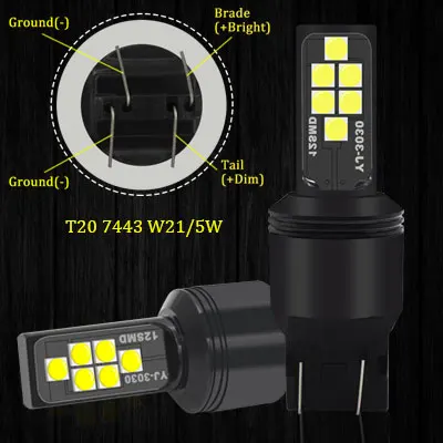 T20 W21-5W 7443 BMT лампочки для авто T20 LED W21/5W W21 5W 7443 W21W T25 P27/7W led лед габариты светодиоды светодиодные лампы для авто автосвет повторитель поворота сигнал авто желтый стоп сигнал для авто сигнал заднего хода дхо - Испускаемый цвет: T20 W21-5W 7443