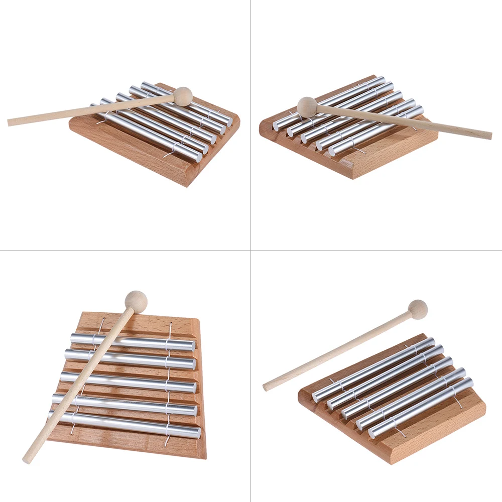 

Children Kids Toddler 5-Tone Tabletop Chimes Educational Musical Toy Percussion Instrument with Mallet