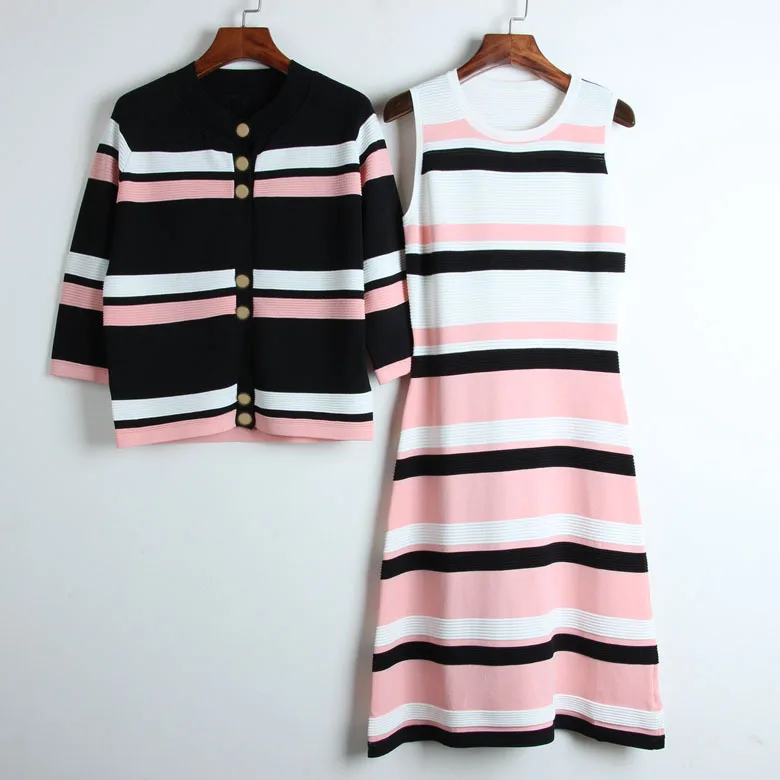 Hit Color Striped Cardigan Sweater 2019 Spring Single Breasted Womens Ladies Brand Runway Knitted Coat Outwear |