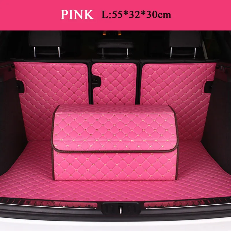 pink L Негабаритный L XL ящик для хранения в багажник автомобиля сумка Органайзер складной водонепроницаемый PU Авто прочный складной грузовой ящик для хранения - Название цвета: pink L