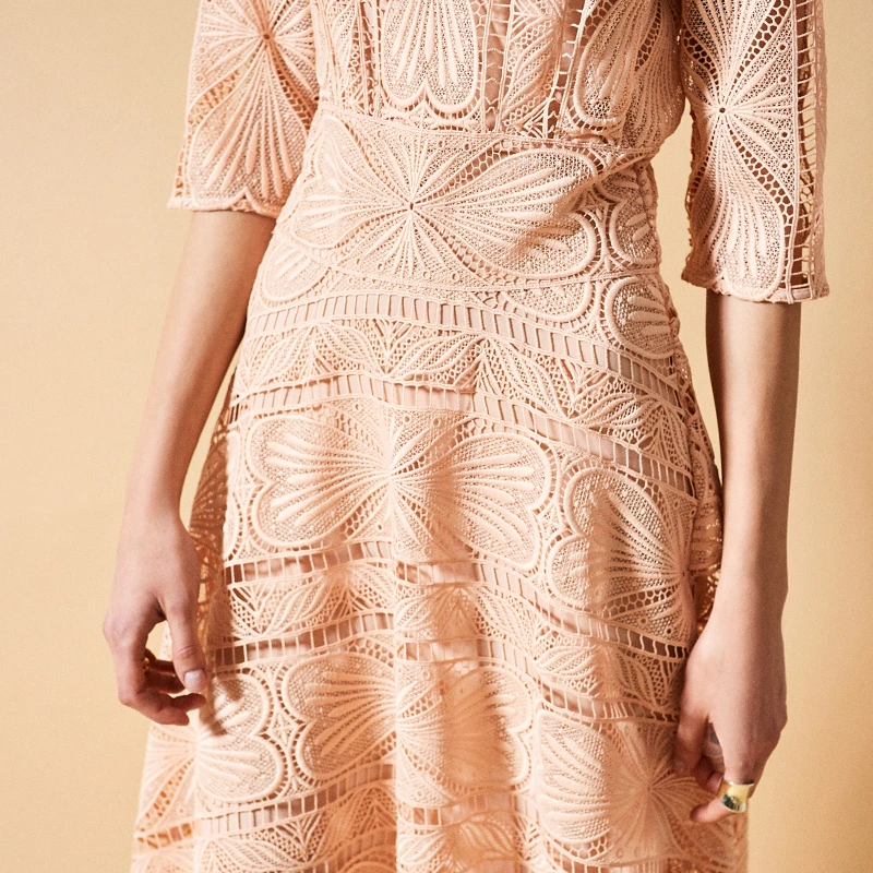 2019 летнее высококачественное платье для подиума женское элегантное кружевное