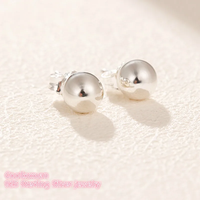 

Winter 100% 925 Sterling Silver Classic Beads Stud Earrings Original European Style Brand woman Jewelry