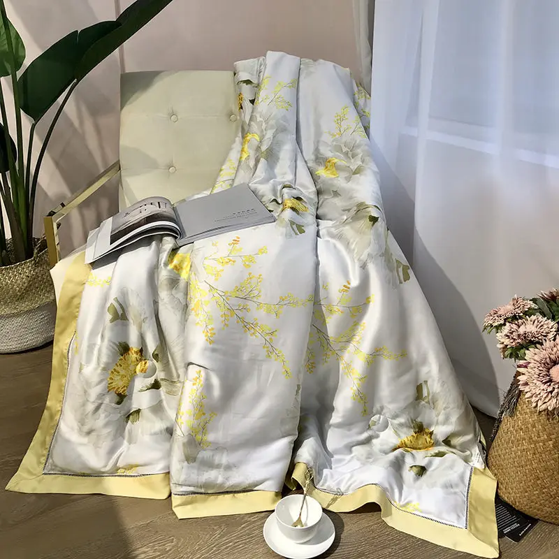 huayang 60 S Tencel хлопковые летние стеганые одеяла одеяло с растительным принтом кровать одеяло King size покрывало для мальчиков ленивая кровать домашний текстиль colchas - Цвет: huayang
