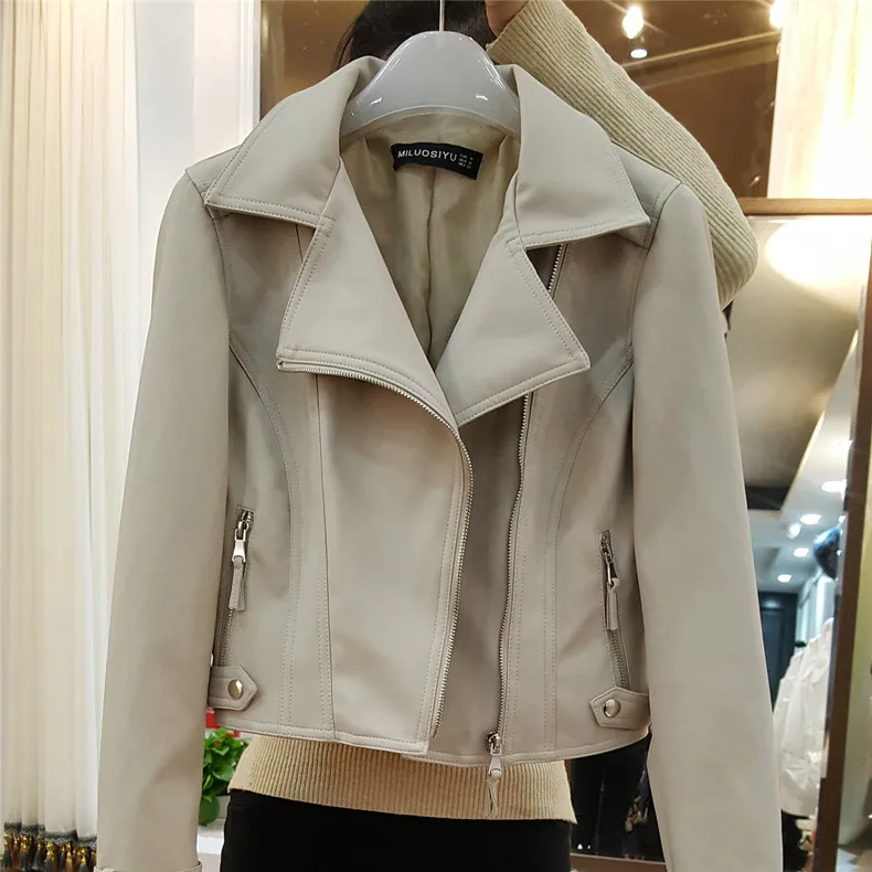 Новинка 2017 Женская мотоциклетная куртка Blouson модная Осенняя тонкая Байкерская