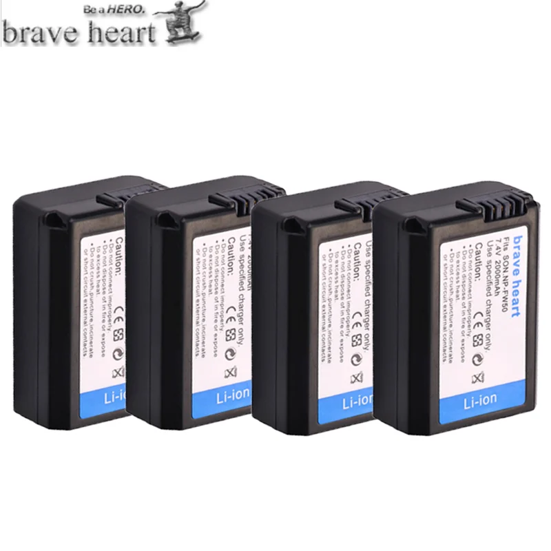 4x bateria NP-FW50 NP FW50 NPFW50 Батарея для sony NEX-7 NEX-5N NEX-F3 NEX-5R NEX-6 NEX-3 NEX-3A NEX-3D A7 7R II A6000 A6300 - Цвет: 4battery