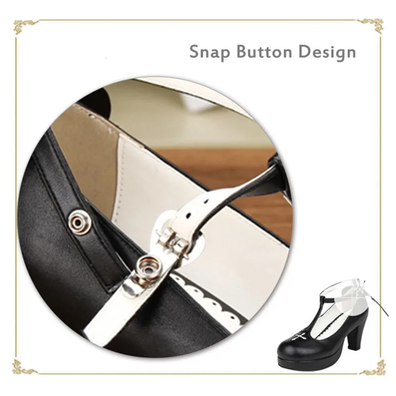 7 см Туфли с ремешком и пряжкой Для женщин туфли на толстом высоком каблуке черные