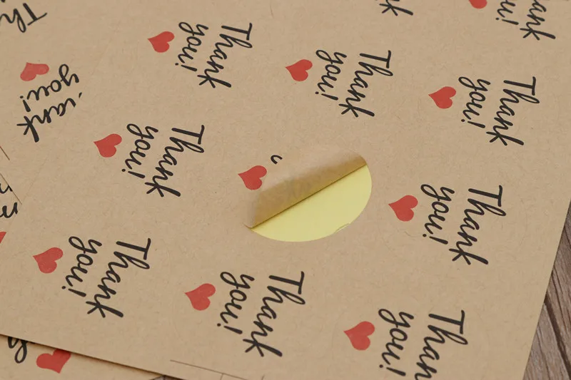 10 листов ярлыков в форме сердца крафт бумага спасибо наклейки для упаковки