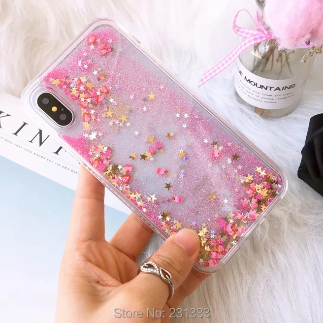 C-ku для Iphone X XS 8 7 PLUS 7plus 6 6S 3D жидкий зыбучий песок фрукты звезда Жесткий ПК ТПУ чехол