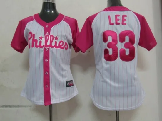Discount Philadelphia Phillies Jersey Women's #33 Cliff Lee Pink Baseball Embroidery Logos 100% Stitched | Спорт и развлечения