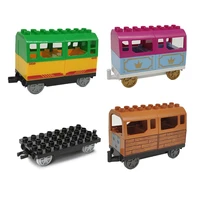 big building blocks track electric train cars trailer board wood green car compatible with large brick toy for children diy gift