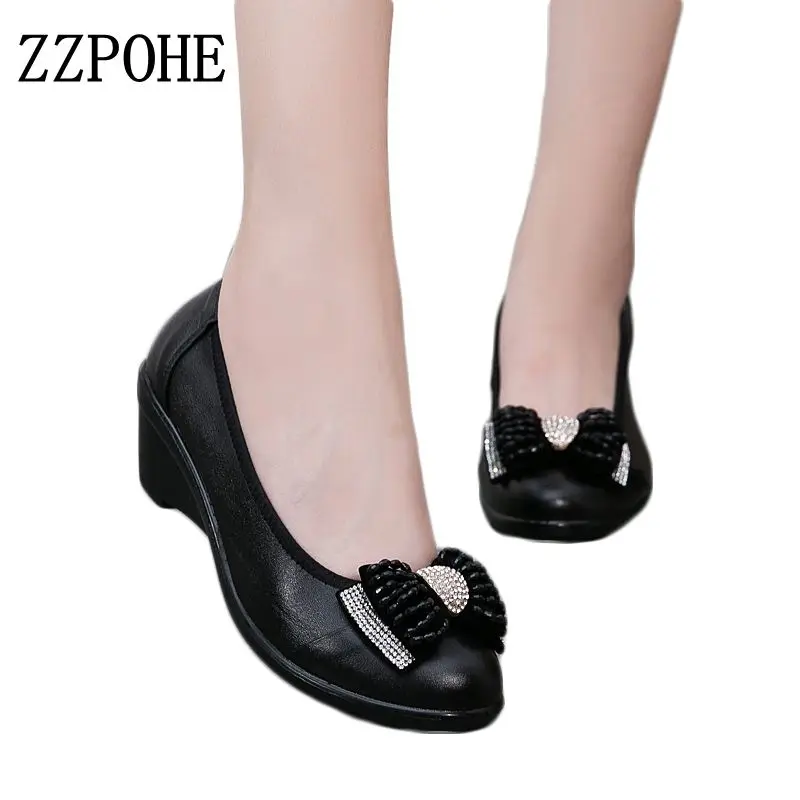 Женские кожаные туфли ZZPOHE на мягкой подошве большие размеры 40 41 | Обувь