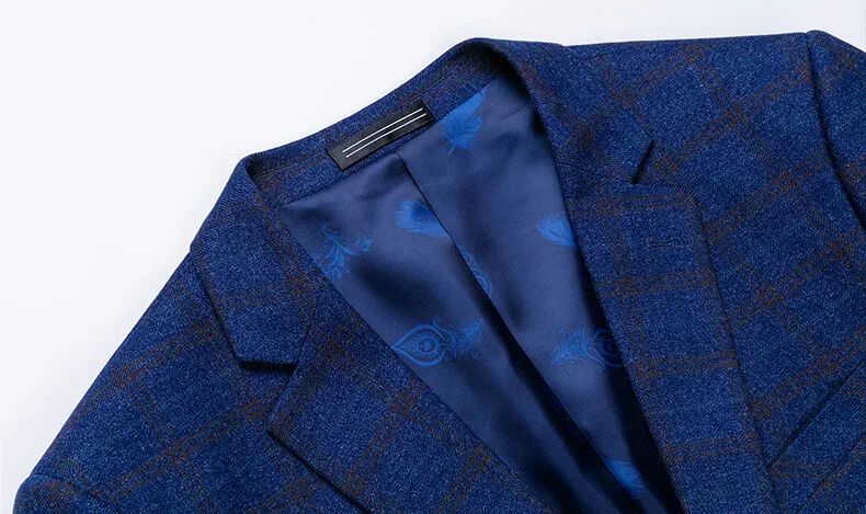 Плед Slim Fit смокинг костюмы плюс Размеры Повседневное свадебный костюм для жениха