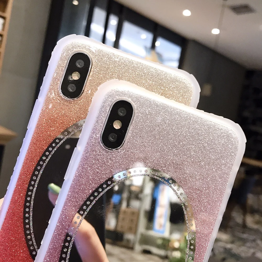 Luxury Thin Mirror Glitter Case for iPhone 8 7 6 6S Plus iPhone7 Cover Shockproof Soft Silicone Cases XS MAX XR X | Мобильные