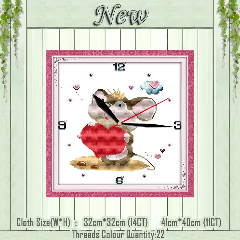 Little mouse Поросенок, собака, кошка, часы, лицо, животное, Декор, живопись, счетный напечатанный на холсте, рукоделие, Набор для вышивки, DMC 11CT, 14CT, наборы для вышивки крестиком - Цвет: Little mouse