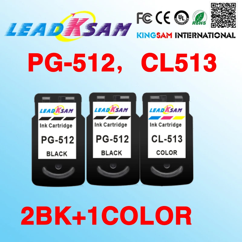 3x leadksam чернильный картридж PG512 PG513 совместимый для Pixma Ip2700 MP240 MP250 MP270 MP280 MP480 MP490 MX320