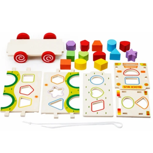 Montessori 3D Wooden disassembly toy shape cognitive pairing small train toys for children educational blocks free shipping | Игрушки и
