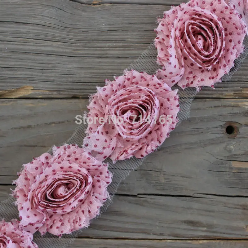 Украшение для рукоделия в горошек потертый цветок Шифоновый Цветок потертая