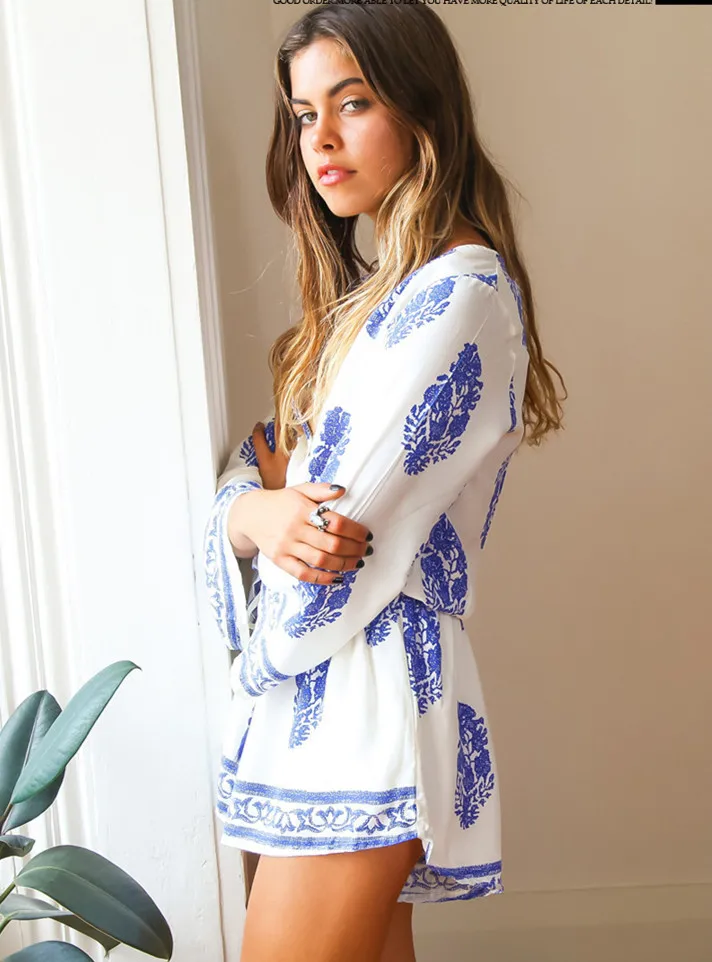 Новинка 2016 модный сексуальный комбинезон с v образным вырезом и расклешенными