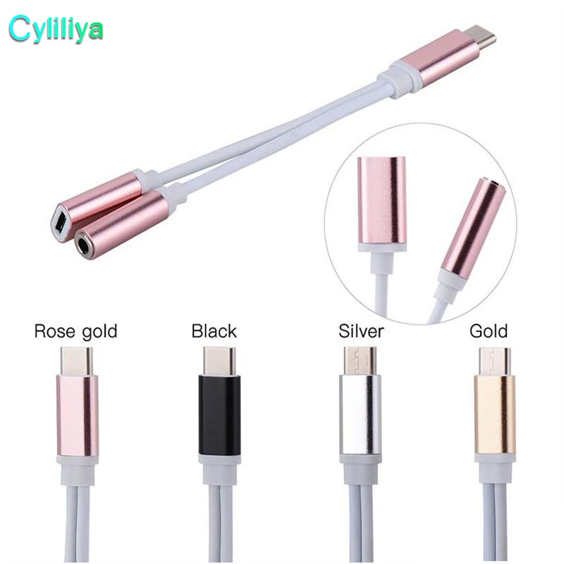 5 шт. аудиокабель Type C 2 в 1 USB Type-C 3 мм разъем для наушников адаптер Moto Xiaomi аудио