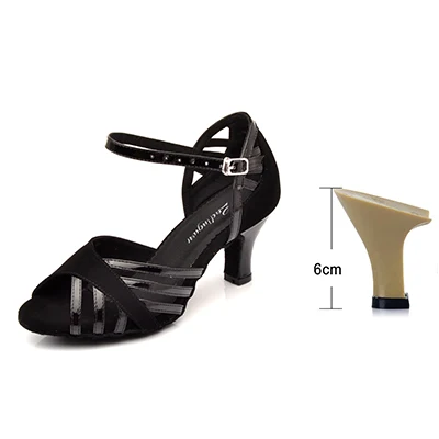 Black 6cm Ladingwu/туфли для латинских танцев; женские замшевые и полиуретановые новые фиолетовые вечерние танцевальные туфли для сальсы; женские кроссовки на каблуке 9 см - Цвет: Black 6cm