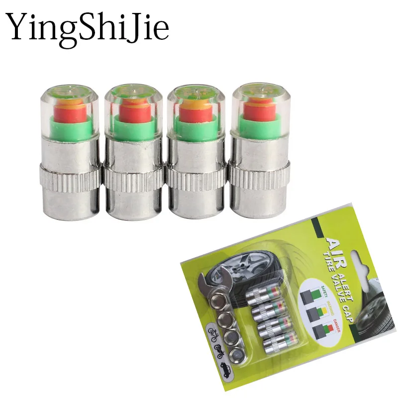 YingShiJie Auto Air Pressure Alarm device Alert Indicator Valve Stem Monitor Sensor Caps Car Tire Security Systems 2.4Bar | Автомобили и