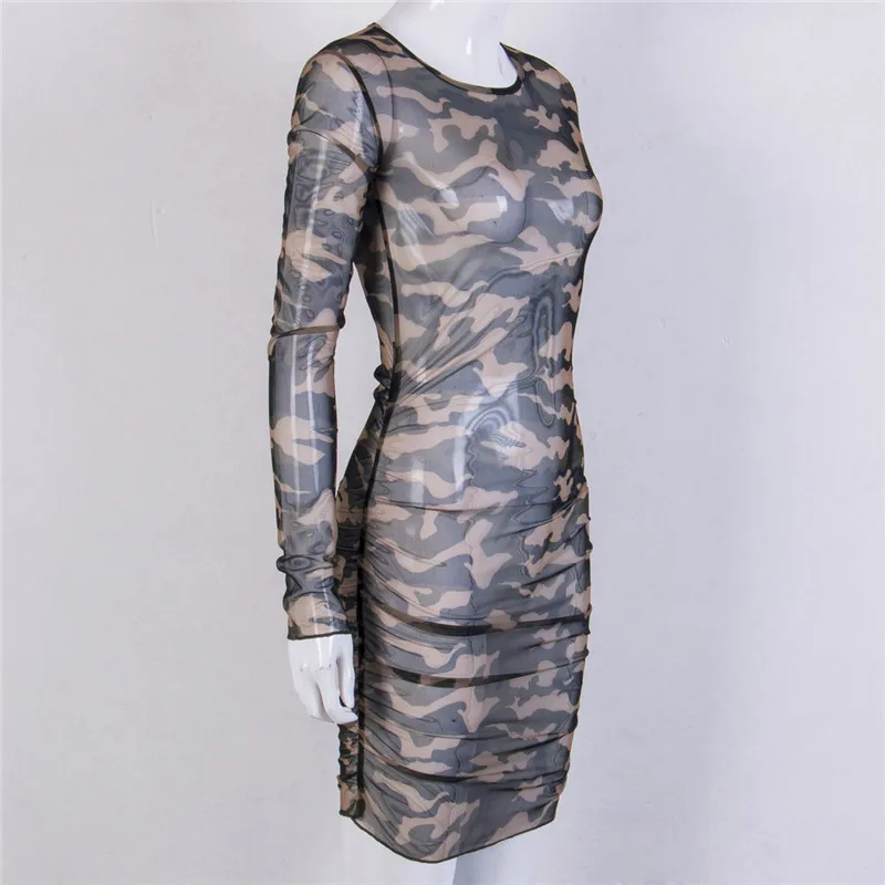 Сексуальное женское камуфляжное прямое платье с длинным рукавом|camouflage dress|straight
