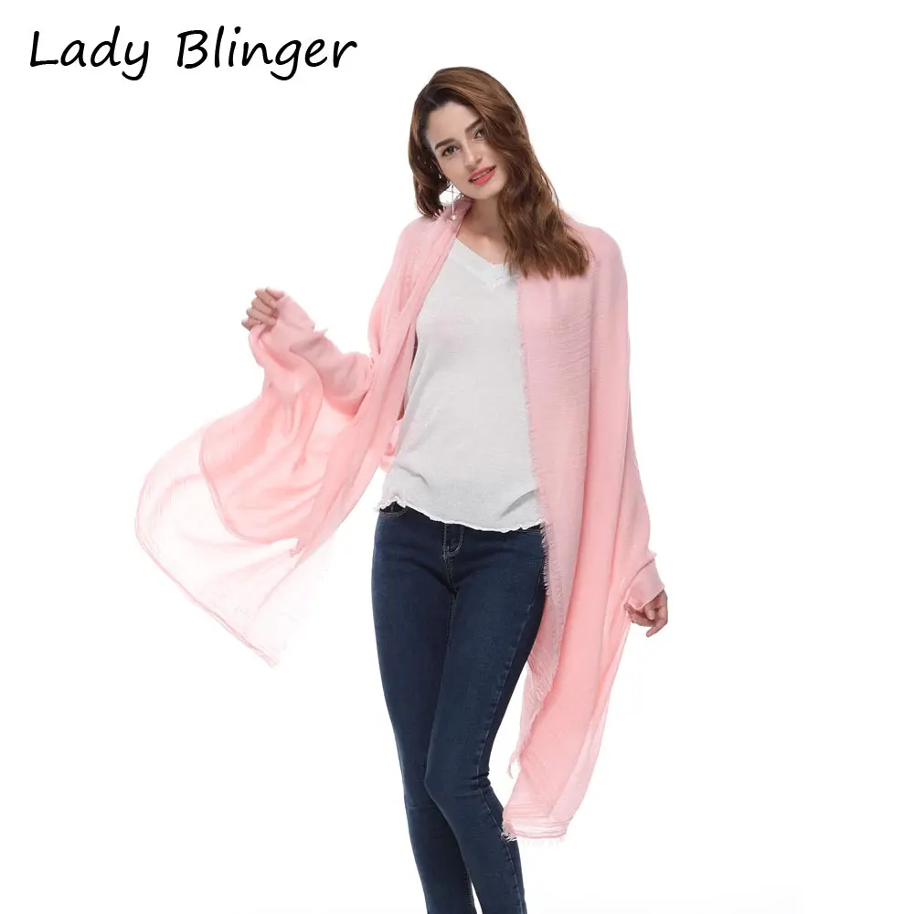 Женский розовый хлопковый шарф Blinger большого размера тонкий для женщин розовая