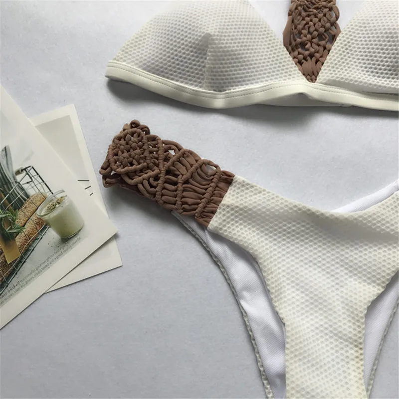 Роскошный Hademade женский купальник крючком бикини набор Холтер Бикини Купальник