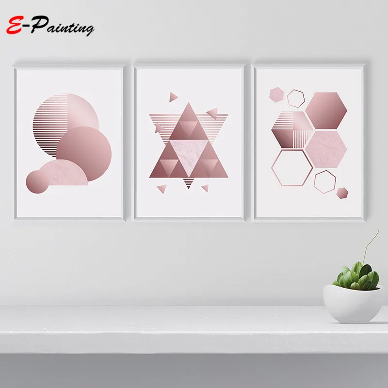 Nordic Pink Line Geometry Abstract Art Poster Canvas Painting Modern Minimalist Wall Picture For Living Room Home Decor