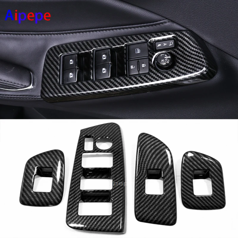 

For Toyota Avalon XX50 2019 Interior Inner Door Window Armrest Cover Glass Lift Switch Frame Trims Carbon Fibre Car Accessories