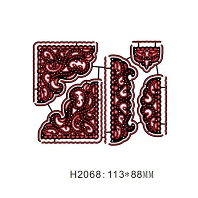 H2068 Смешанные трафареты с кружевными краями и рамкой для резки металла для рукоделия, скрапбукинга, украшения, тиснение, карточка, ремесло, высечки, новинка - Цвет: H2068