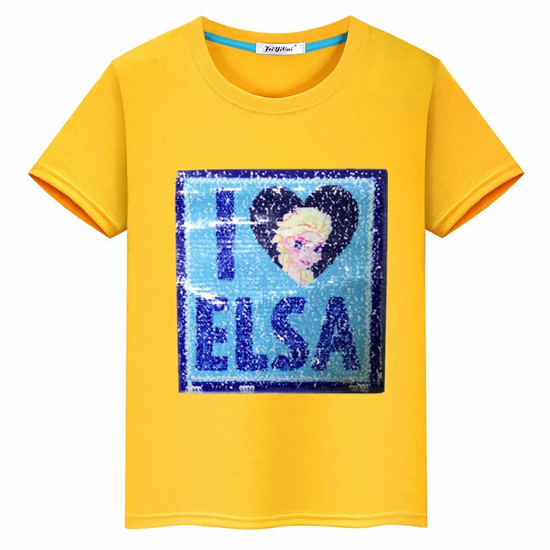 Детская одежда принцессы из серии Foreign Trade хлопковая Футболка с блестками и