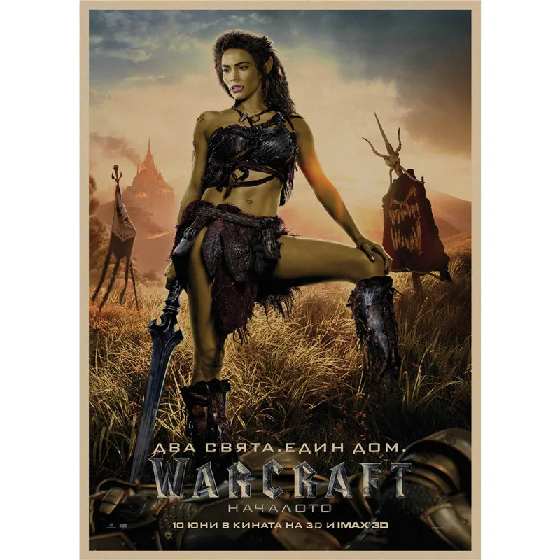 Warcraft ретро плакат, крафт-бумага, бумага для бара, кафе, домашний декор, настенная роспись - Цвет: Зеленый