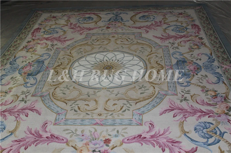 Beste Gratis Verzending 10'x14' 90 Lijn Savonnerie Tapijt, Handgeknoopte Wollen Savonnerie Tapijt