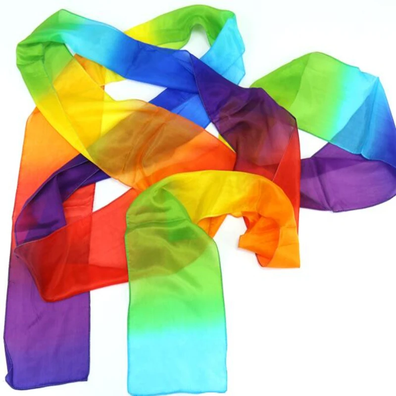 Радужный Длинный водопад из шелка волшебные трюки 5 м шелковые шарфы магический