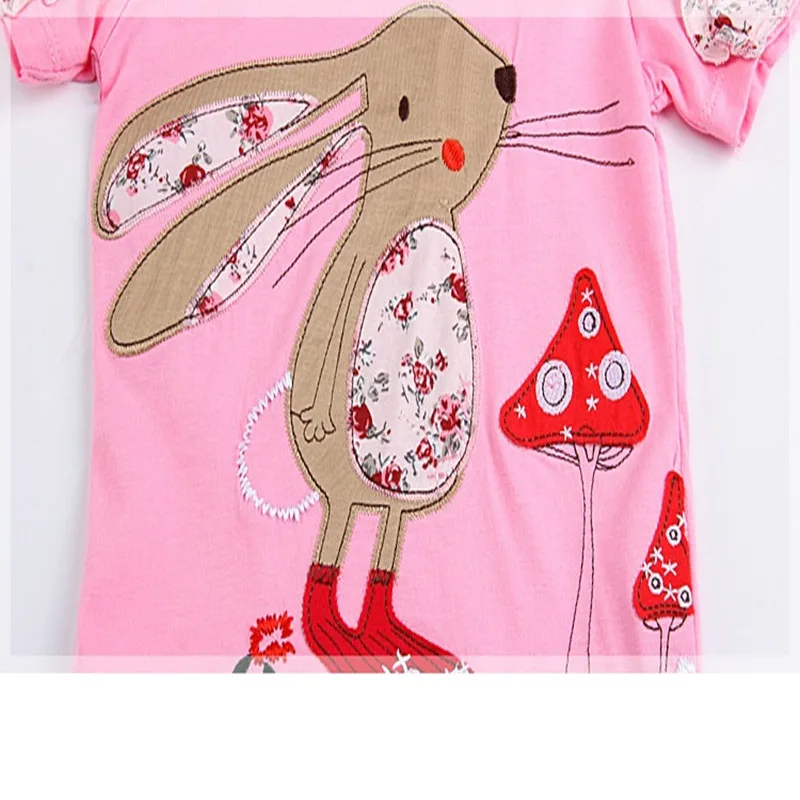 2017 Девушки Летние Повседневная Одежда Малыша Милые Футболки С Кролик Девушка 100%